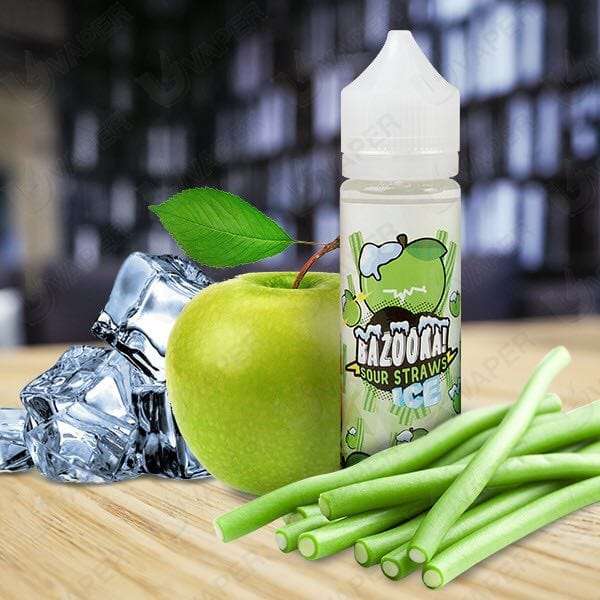 Green Apple Ice Bazooka Sour Straws 60ml