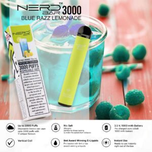 nerd bar 3000 puffs disposable pod vape blue razz lemonade flavour Vape Dubai | Buy Vape Online in UAE - SmokeFree