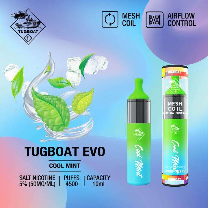 TUGBOAT EVO 4500 PUFFS DISPOSABLE VAPE COOL MINT FLAVOR