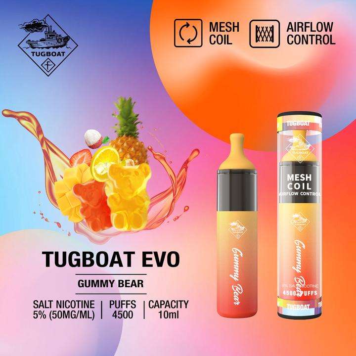Tugboat EVO 4500 Puffs Disposable Vape Gummy Bear Flavours