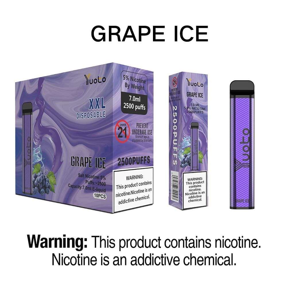 YUOTO XXL 2500 puffs disposable vape Grape Ice flavor